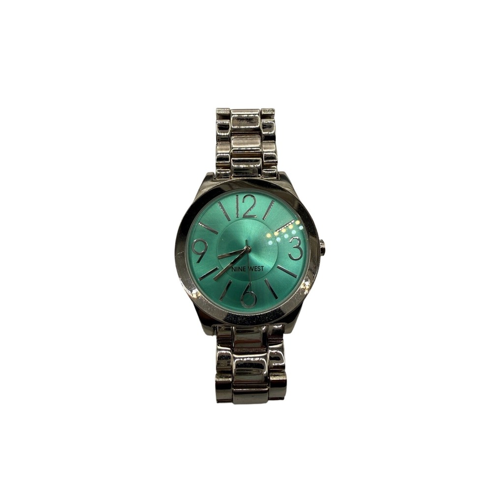 Nine West Women's Watch Aqua Blue‎ Dial Silver Tone Band NW1535 need battery